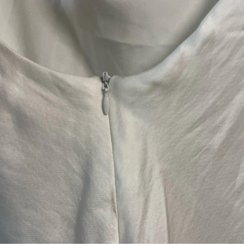LULUS Women's Satin Deep V-Neck Halter Slit Maxi Dress Size L In White - Picture 7 of 7